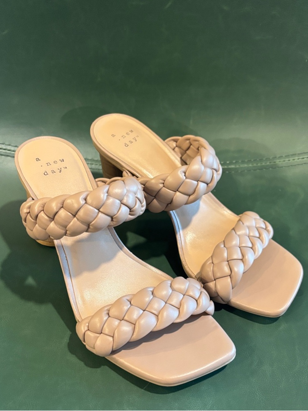 A New Day Braided Double-Strap Slide Sandals Taupe Size 6.5